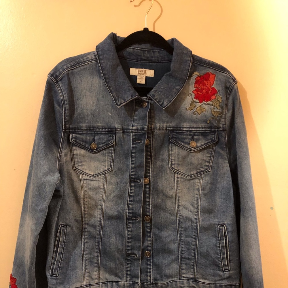 Vintage America jean jacket with floral detail
